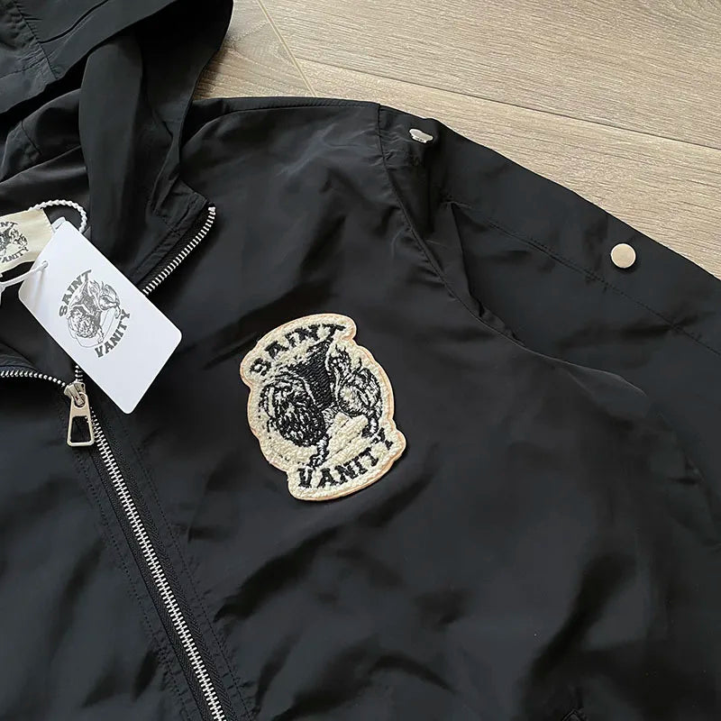 SAINT VANITY Embroidered willow nail sports style casual trench coat