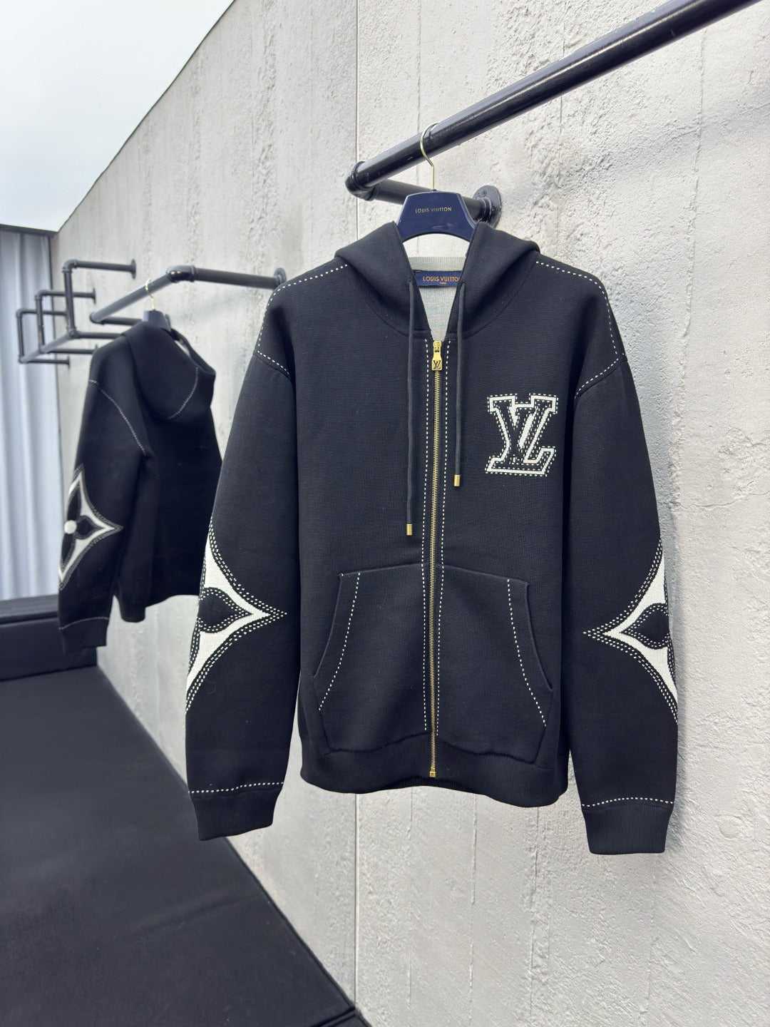 LOUIS VUITTON MONOGRAM KNIT ZIPUP HOODIE