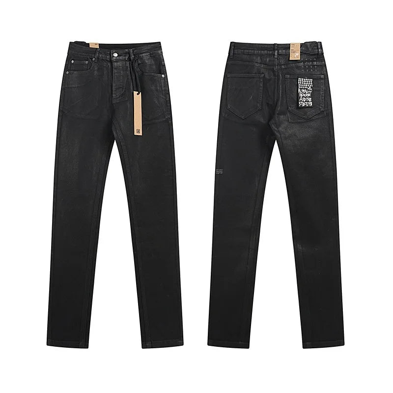 KSUBI Cross Jeans American Pants  Men High Street Paint Hole Trend Low Rise Skinny Pleated Ripped Frayed Jeans